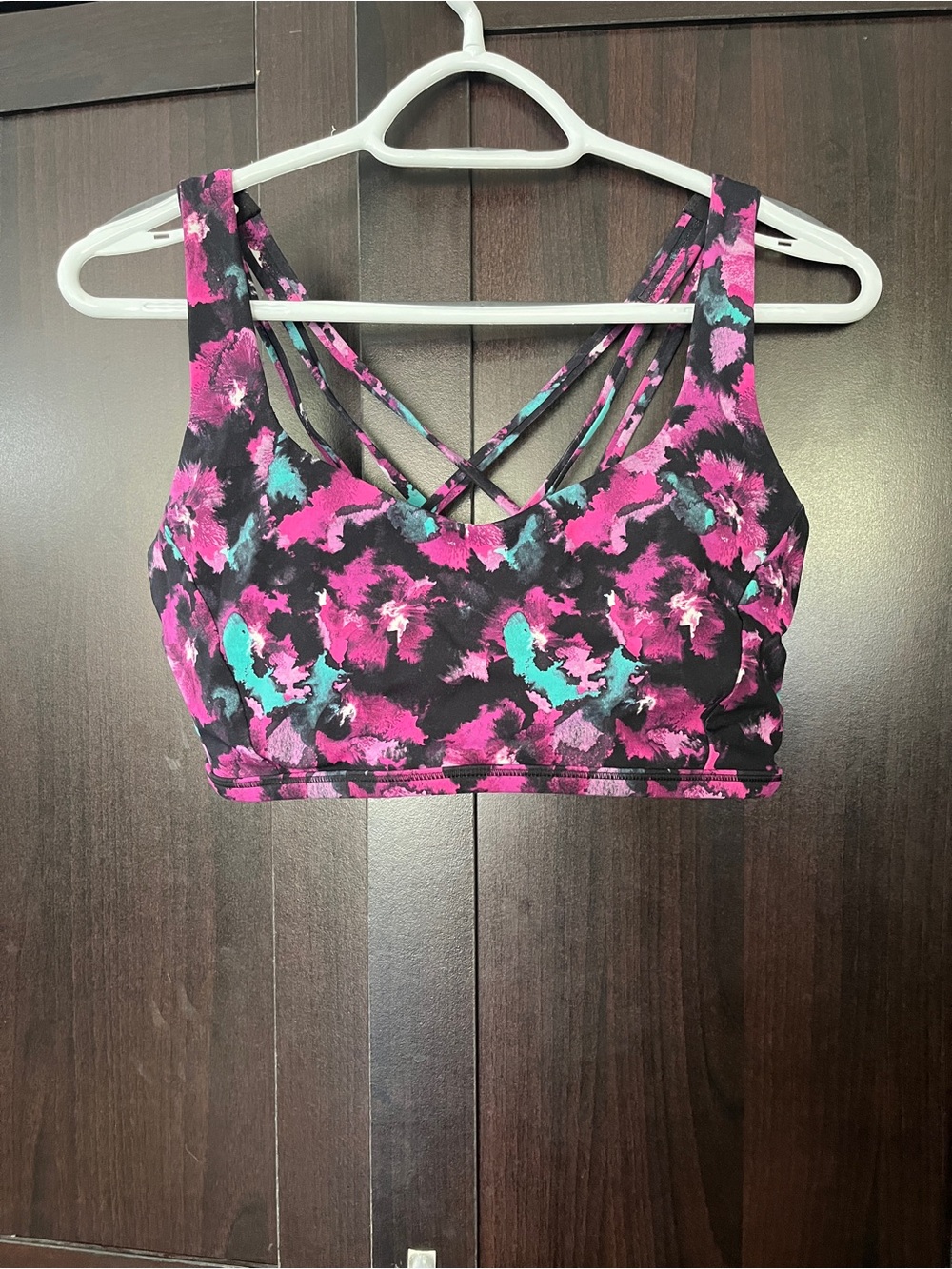 Lululemon Free To Be Tranquil Bra (Mini Midnight Bloom Black Deep Fuschia